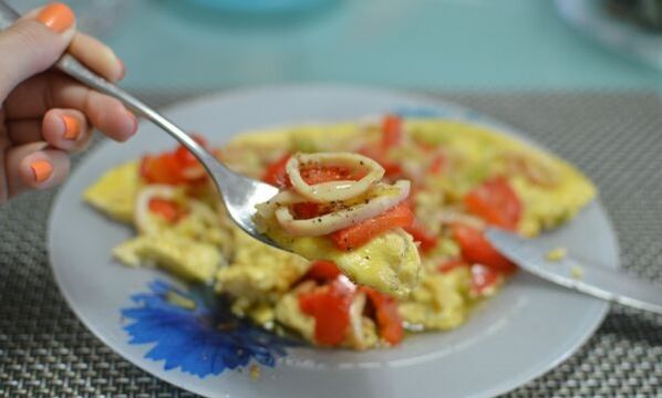 omelette aux calmars pour un régime protéiné